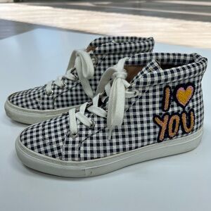 Laurence Dacade Black White Plaid High Top Sneakers Size EU 36.5